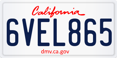 CA license plate 6VEL865