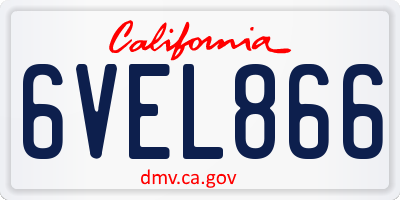 CA license plate 6VEL866