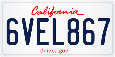 CA license plate 6VEL867