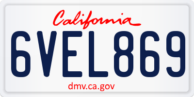 CA license plate 6VEL869