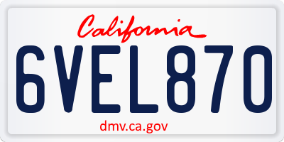 CA license plate 6VEL870