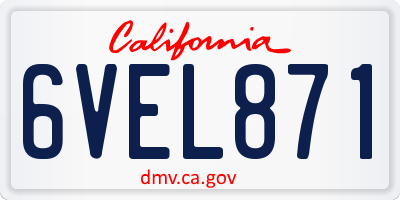 CA license plate 6VEL871