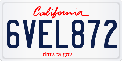 CA license plate 6VEL872