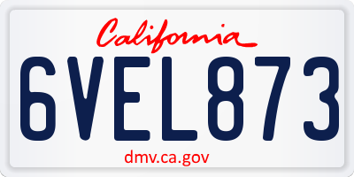 CA license plate 6VEL873