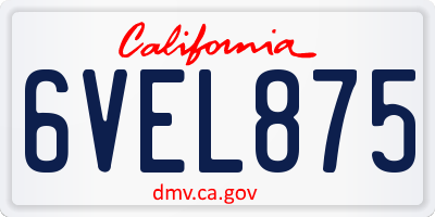 CA license plate 6VEL875
