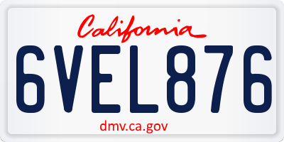 CA license plate 6VEL876