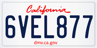 CA license plate 6VEL877