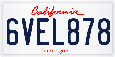 CA license plate 6VEL878