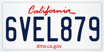 CA license plate 6VEL879