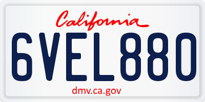 CA license plate 6VEL880