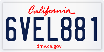 CA license plate 6VEL881