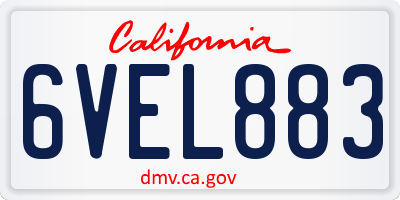 CA license plate 6VEL883