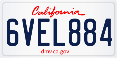 CA license plate 6VEL884
