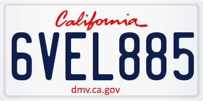 CA license plate 6VEL885