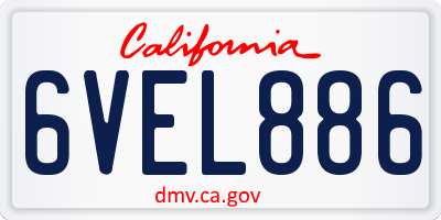 CA license plate 6VEL886