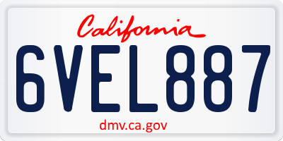 CA license plate 6VEL887