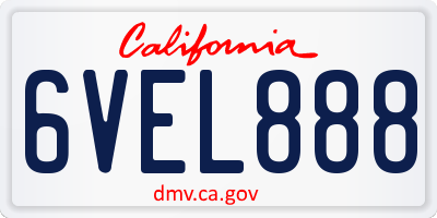 CA license plate 6VEL888