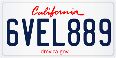 CA license plate 6VEL889