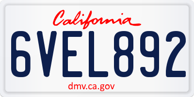 CA license plate 6VEL892