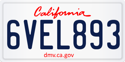 CA license plate 6VEL893
