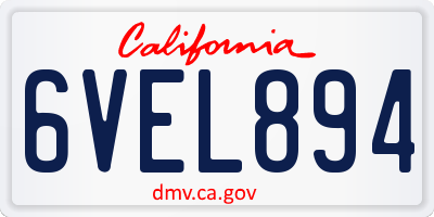 CA license plate 6VEL894