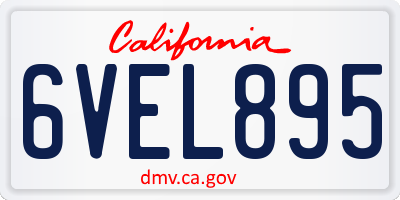 CA license plate 6VEL895