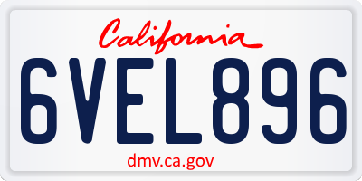 CA license plate 6VEL896