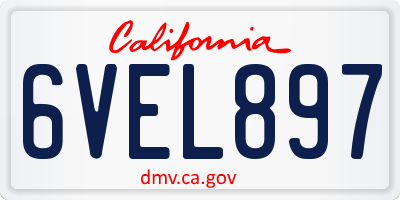 CA license plate 6VEL897