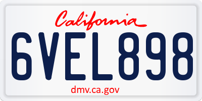 CA license plate 6VEL898