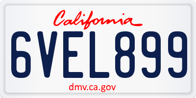 CA license plate 6VEL899