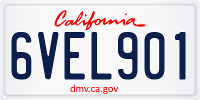 CA license plate 6VEL901