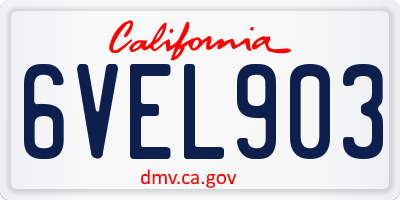 CA license plate 6VEL903