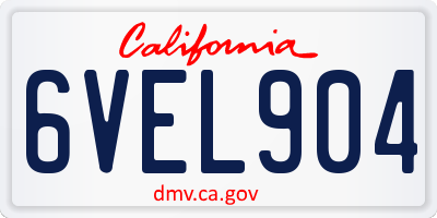 CA license plate 6VEL904