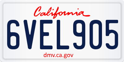 CA license plate 6VEL905