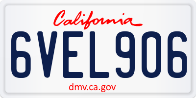 CA license plate 6VEL906