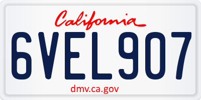 CA license plate 6VEL907
