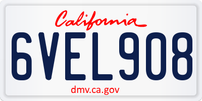 CA license plate 6VEL908