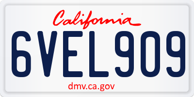 CA license plate 6VEL909