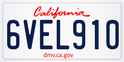 CA license plate 6VEL910