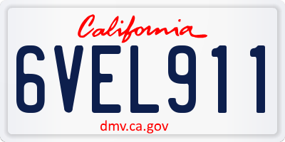 CA license plate 6VEL911
