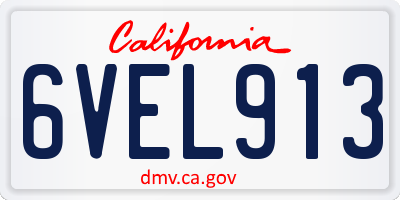 CA license plate 6VEL913