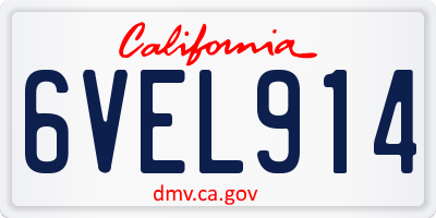 CA license plate 6VEL914