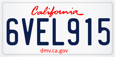 CA license plate 6VEL915