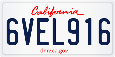 CA license plate 6VEL916