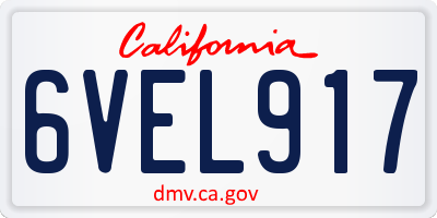 CA license plate 6VEL917