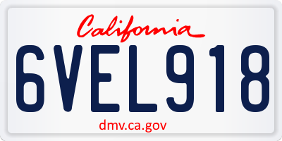 CA license plate 6VEL918