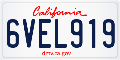 CA license plate 6VEL919