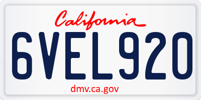 CA license plate 6VEL920