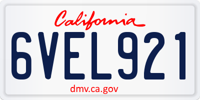 CA license plate 6VEL921