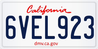 CA license plate 6VEL923